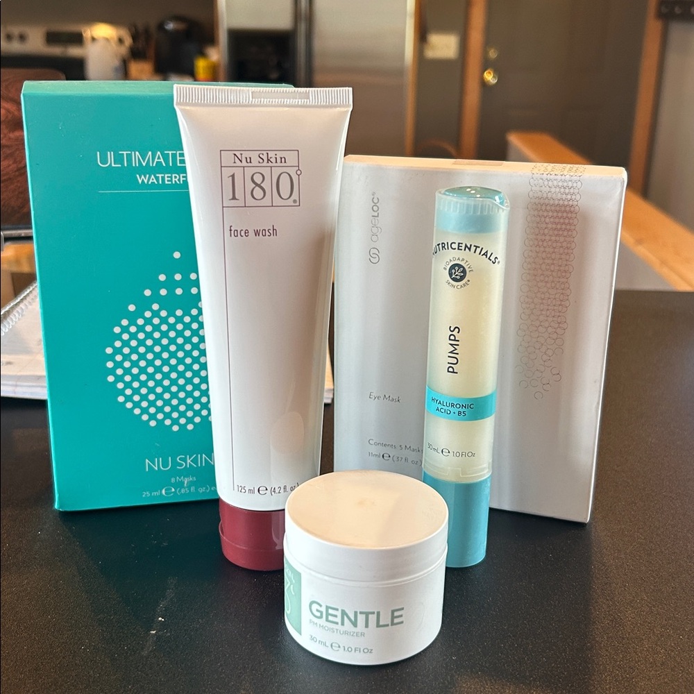 Nu Skin LOT unopened: face masks, eye masks, wash, moisturizer, pump